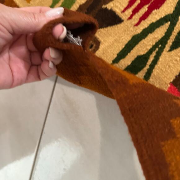 Handmade Wool Bird Forest Tapestry Wall Hanging Peru Folk Art 62 x 39 - Picture 5 of 11